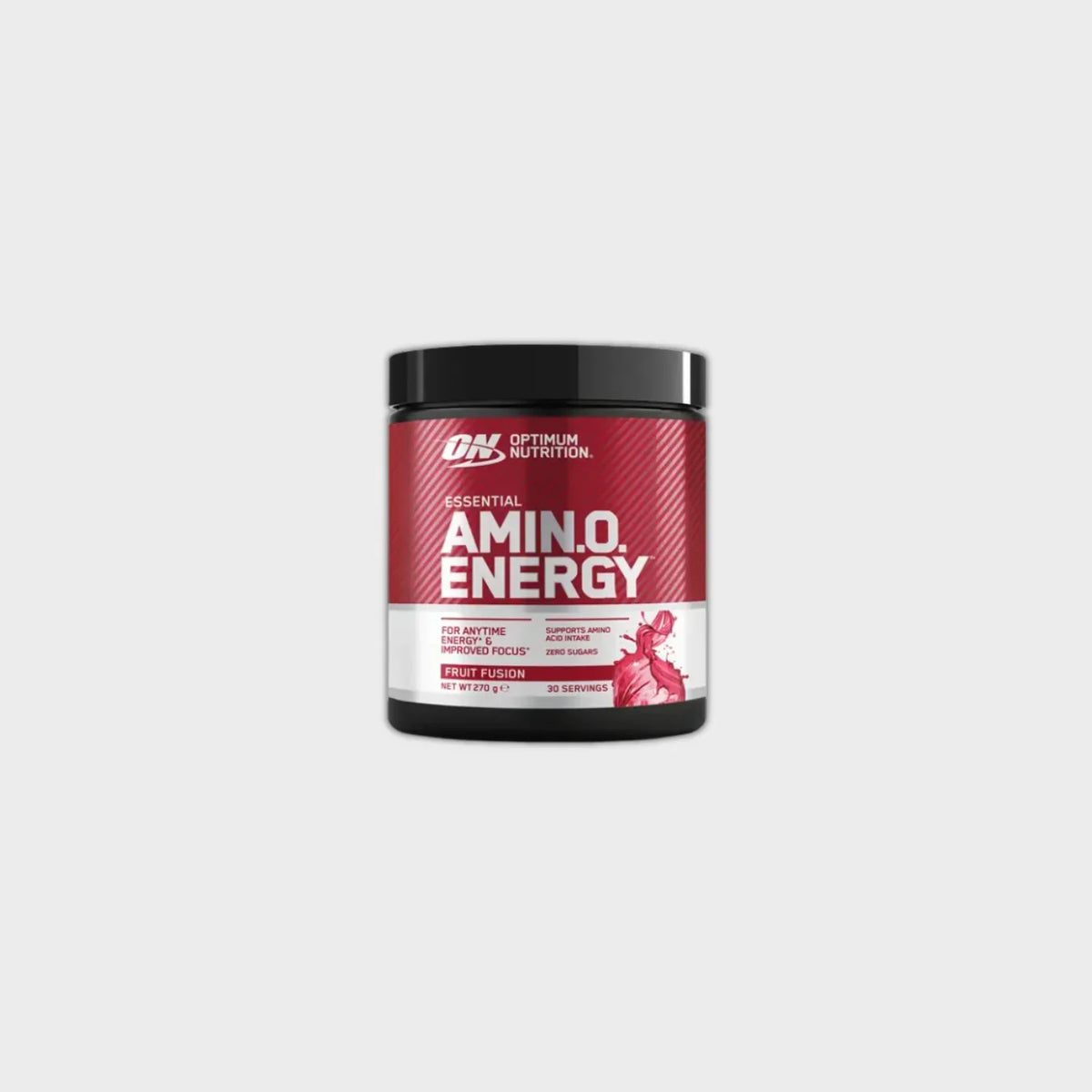 Optimum Nutrition Amino Energy supplement in Fruit Fusion flavor, 270g jar for energy and focus