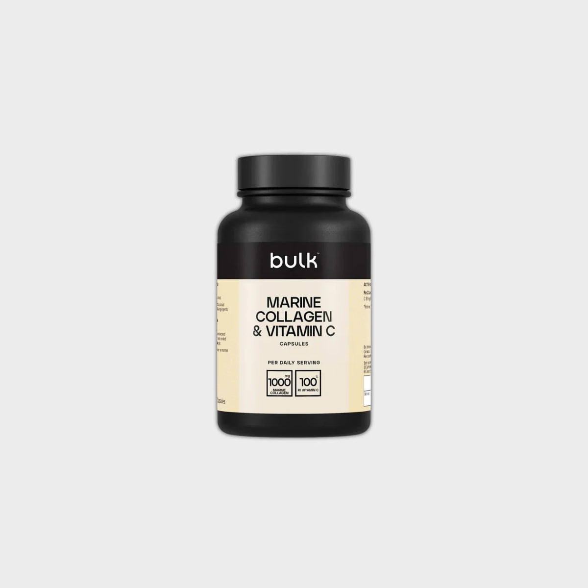 Bulk Marine Collagen & Vitamin C capsules, 1000mg collagen, 100% daily vitamin C, dietary supplement