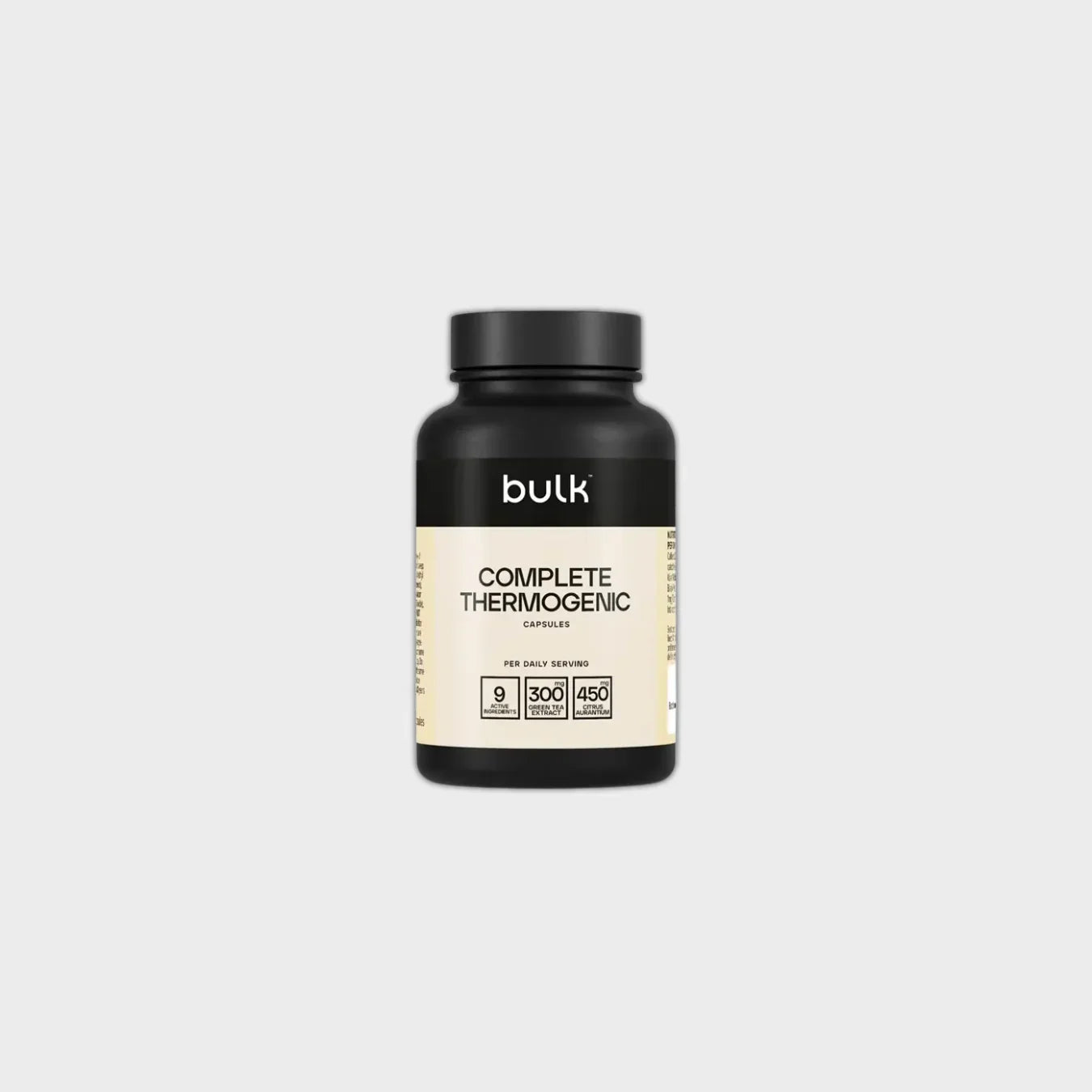 Bulk Complete Thermogenic Capsules with 9 active ingredients, green tea extract, and citrus aurantium for metabolism support.