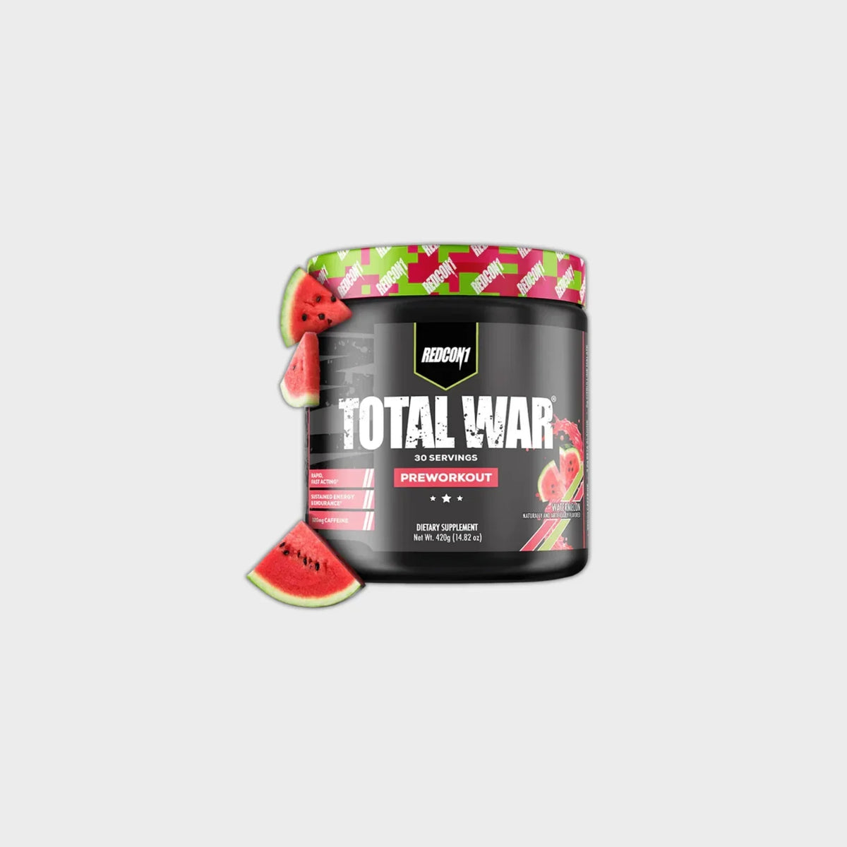 Redcon1 Total War preworkout supplement with watermelon slices, 30 servings, dietary supplement