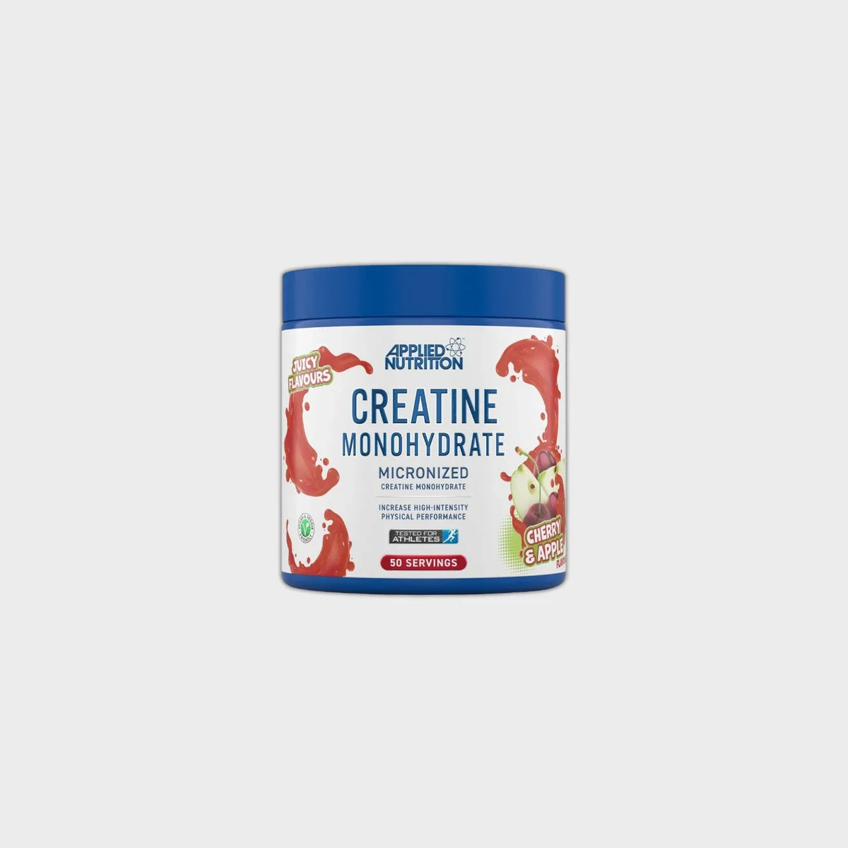 Applied Nutrition Creatine Monohydrate supplement in cherry & apple flavor, 50 servings for athletic performance